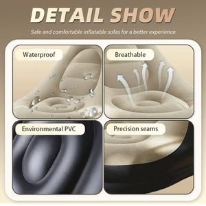 New Eco-Friendly Pvc American Style Lazy <b>Inflatable</b> Foldable Recliner Outdoor Bed Footrest Flocked <b>Sofa</b> Chair Set - Product Image 2