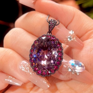 High Quality Eco-friendly Copper Gold Plated Oval Cut 15*20MM Zircon Pendant <b>Earrings</b> <b>Set</b> Statement Jewelry <b>Sets</b> - Product Image 4