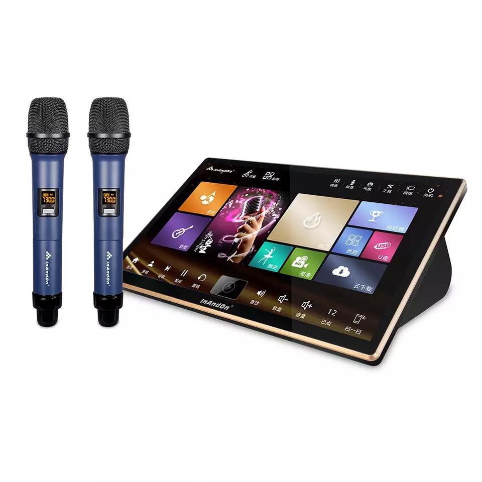 Wi-Fi InAndOn 18,5 ''сенсорный экран караоке плеер 6 ТБ пять в одном KTV домашняя караоке система Портативный ТВ караоке машина