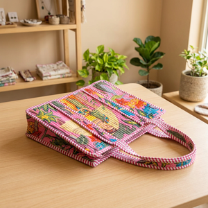 Nouveau sac fourre-tout en coton matelassé léger de style traditionnel, élégant, imprimé Boho Art Lady, couleur unie, fermeture éclair, sac personnalisable - Product Image 2