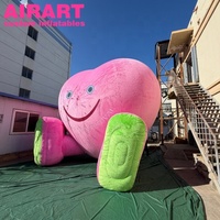Mascotte gonflable en peluche rose en forme de cœur pour le thème de l'événement