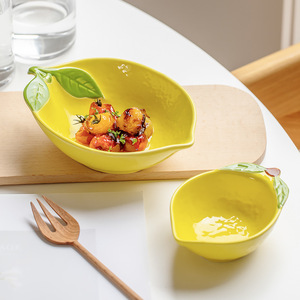Plato de cena de fruta de cerámica para el hogar creativo, <span class=keywords><strong>vajilla</strong></span> de limón duradera y ecológica para fiestas - Product Image 5