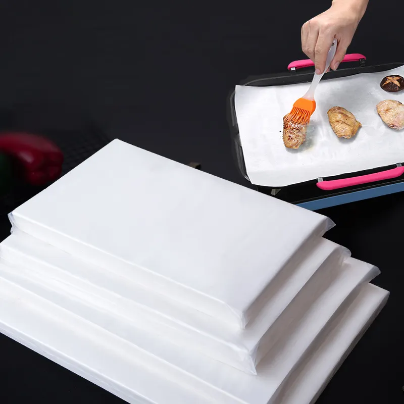 Hava fritöz parşömen kağıdı mutfak özelleştirilmiş kek silikon pişirme yaprak kağıt