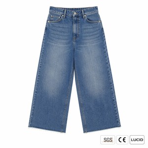 Jeans Anchos de Cintura Alta Estilo Vintage para Mujer, Pantalones de Mezclilla Cortos con Logotipo Personalizado, OEM, Tallas <span class=keywords><strong>S</strong></span>-5XL, Venta al Por Mayor - Product Image 2