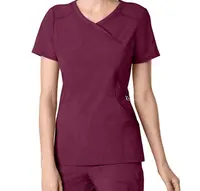 थोक कस्टम बुना फैशन डिजाइन neckline नर्स सौंदर्य वर्दी चिकित्सा साफ़ नर्स Scrubs में सबसे ऊपर