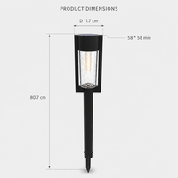 Lampe solaire LED moderne à poteau haut pour aménagement paysager, IP65, acier inoxydable, 15LM, 2700K, résistante aux intempéries, éclairage de chemin extérieur