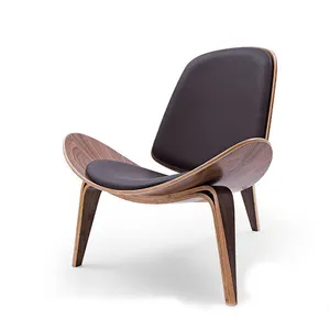 Wegner Shell chaise moderne meubles de maison en cuir confortable chaise de salon cadre en bois sourire chaise d'avion