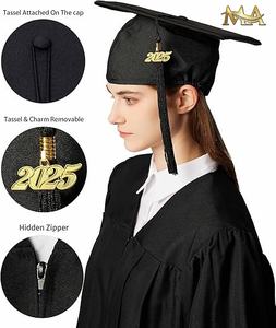 Venta caliente de fábrica Conjunto de vestido de graduación negro mate Vestidos de graduación y gorras Vestido de Graduación - Product Image 3