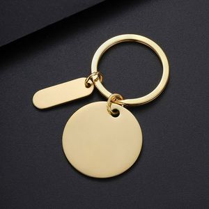 <b>Cross</b>-border Stainless Steel Round Keychain Blank Material Laser Color Printing Electroplating Engraved Metal Holiday Gift - Product Image 3