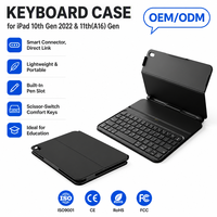 Étui clavier ultra-léger avec connecteur Pogo Pin direct pour iPad 10e et 11e génération, 5 rangées de touches, coque TPU fine, noir PT004