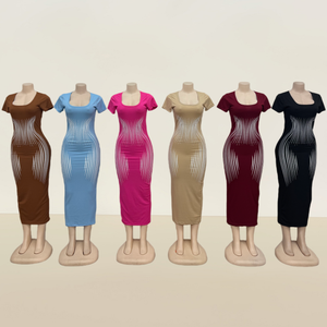Nouvelle Robe d'été décontractée pour femme, imprimée, à manches <span class=keywords><strong>courtes</strong></span>, taille <span class=keywords><strong>haute</strong></span>, coupe sirène, vente en gros - Product Image 2