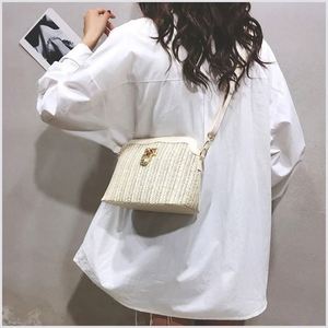 Sacs de plage, sacs et paniers vides, seau en maille à fleurs, sac en osier coloré avec poignées en bambou - Product Image 6
