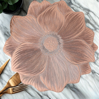 Lotus or et argent tampons tapis forme de fleur rond PVC résistant à la chaleur en plastique napperon tapis de Table pour la décoration de la maison