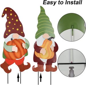 ZY Brand Vintage <strong>Outdoor</strong> 2 Pack 25" Decorative <strong>Garden</strong> Stakes with Gnomes Pumpkin for Fall Decor Yard <strong>Signs</strong> for <strong>Garden</strong> - Product Image 4
