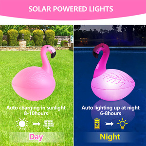 VENTE FLASH Flotteurs de piscine gonflables en forme de flamant rose avec lumières, alimentés par énergie solaire, tubes de natation en forme de flamant rose, anneaux de natation pour l'été, le lac, la plage et la piscine - Product Image 4
