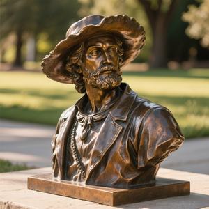 Бронзовая статуя-бюст в полный рост на заказ для украшения церковного мемориального зала, цвет металлик - Product Image 2