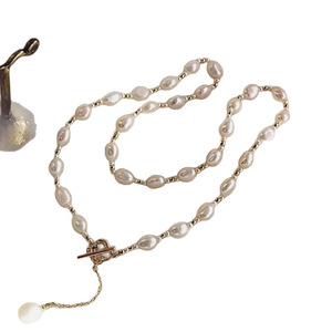 Collar con Colgante Fino de Estilo Francés, Ligero y Lujoso, para Mujer, con Perla Natural en Forma de Y, para Primavera y Verano - Product Image 5