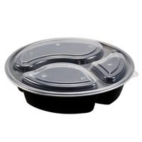 Boîtes à Lunch en plastique, récipients d'emballage à emporter des aliments, jetables 3 compartiments, 50 pièces