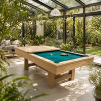 Prix de gros d'usine, table de billard de luxe au design transparent, pieds en bois, table de billard moderne en verre cristal clair, France, 8 pieds, 9 pieds