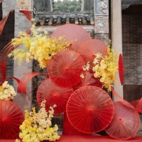 H683 Payung Sutra Merah Gaya Cina Baru untuk Dekorasi Pernikahan, Latar Belakang Foto untuk Pengantin, Dekorasi Latar Belakang Foto Pernikahan