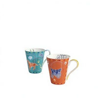 Mug de petit-déjeuner en porcelaine fine incliné et original, tasse à eau de bureau, tasse cadeau, tasse cadeau d'affaires, tasse pour meilleur ami, tasse pour couple
