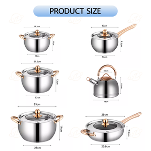 Set di Pentole Billion in Acciaio Inox 201, Pentola per Zuppa Rinforzata, Set da 6 Pezzi con Doppio Fondo per Piano a Induzione - Product Image 3