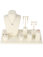 Ensemble de présentoirs à bijoux Jinsky de couleur beige, présentoir à anneaux de forme spéciale, porte-boucles d'oreilles avec barre en T, présentoirs à bijoux pour vitrine