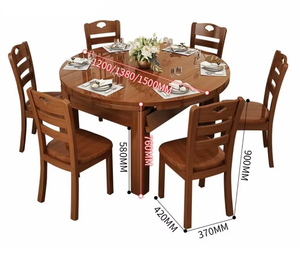 Ensemble de table à manger en bois massif moderne et peu encombrant, table de cuisine ronde pliable et convertible de luxe pour petit appartement - Product Image 6