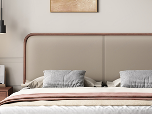 Mochila de Estilo Nórdico, Madera de Nogal Importada, Piel Sintética Delicada y Agradable al Tacto, Relleno de Esponja de Alta Resiliencia, Cama de 1.8m - Product Image 4