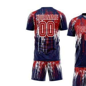 Nuevo Conjunto de Uniforme de Fútbol Personalizado, Sublimado, Diseño Abstracto, Camiseta Deportiva, Pantalones Cortos, Impresión de Nombre y Número del Equipo - Product Image 3