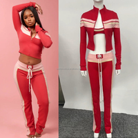 Ensemble deux pièces Y2K personnalisé pour femme, veste et pantalon de jogging color block, survêtement décontracté streetwear