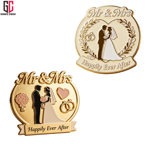 Magnete per Frigorifero in Metallo Smaltato Personalizzato '<span class=keywords><strong>Mr</strong></span> & Mrs' per Matrimonio, 'Happily Ever After', Produzione da 12 Anni - Product Image 2