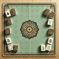 Tapis de Mahjong Zen Émeraude - Design Artistique Botanique Vintage - Surface en Tissu Technique Ultra-Lisse - Insonorisant - Facile à Nettoyer pour un Jeu Paisible