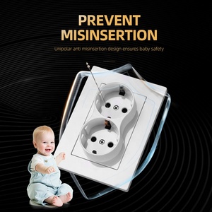 Kép nối đất Ổ cắm EU trắng đen ổ cắm và công tắc đèn đôi Đức ổ cắm cho văn phòng nhà - Product Image 3