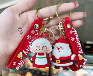 Bán Buôn Tùy Chỉnh 2024 Keyring Dây Buộc Túi Xe Dễ Thương Phim Hoạt Hình Mặt Dây Chuyền 3D PVC Santa Claus Giáng Sinh <span class=keywords><strong>Keychain</strong></span> - Product Image 3