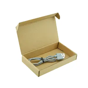 Небольшой минимальный объем заказа, коричневый картонный ящик из крафт-бумаги, гофрированный USB-кабель, упаковочная коробка, коробка для электронных продуктов