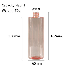 Большая 480 мл прозрачная розовая пластиковая бутылка для домашних животных с насосом в форме цилиндра для дозатора шампуня и жидкого лосьона - Product Image 3