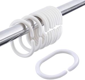 Plástico ABS PP PS Cortina <span class=keywords><strong>de</strong></span> ducha anillos ganchos para <span class=keywords><strong>baño</strong></span> ducha ventana varilla (12 paquetes, blanco) - Product Image 1