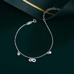 Bijoux de fête pour femmes, bracelet à maillons épais en argent sterling S925 <span class=keywords><strong>avec</strong></span> symbole de l'infini et pierres en zircon blanc - Product Image 3