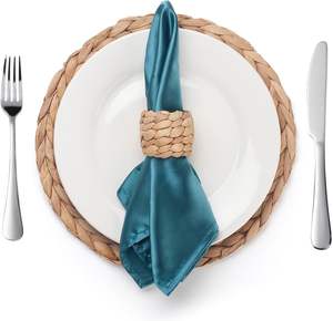 수제 물히아신스 보헤미안 냅킨 링, 크리스마스 테이블 장식용 빈티지 농가풍 라탄 냅킨 링 - Product Image 6