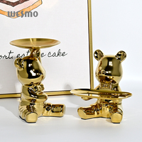 Céramique Creative Galvanoplastie Or Ours Or Plateau Autre Home Decor Clé Bijoux Stockage Plateau Décoratif Animal Statue Sculpture