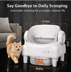 Bac à litière intelligent 75L pour chats, conception ouverte, PP + acier inoxydable, contrôle des odeurs, grande poubelle, surveillance intelligente, nettoyage automatique - Product Image 6