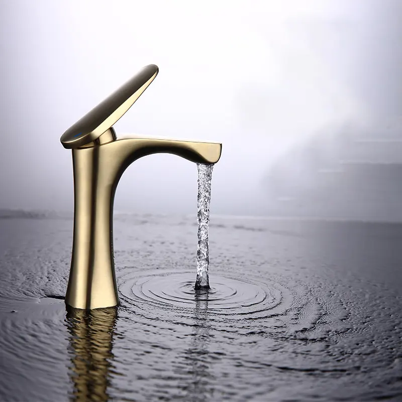 Bagno lucido nichel oro lavello da bagno e miscelatore rubinetto rubinetti termostatici oro per il lavandino del bagno