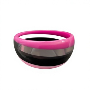 Best Vintage Round Resin Vase with Pink Black Gray Stylish Design Stripes Artistic Home Decoration Craft Party Wedding for Woman - Product Image 1