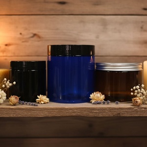 Body Shea Butter Facial <b>Scrub</b> Skin Care Empty Amber PET Plastic Cosmetic Jars with Screw <b>Caps</b> 2oz-8oz - Product Image 1