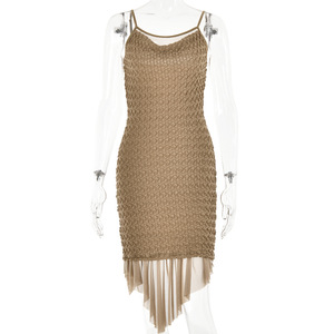 European American Style Halter Dress Long <b>Skirt</b> Backless Mesh <b>Patchwork</b> Breathable Fashion Dress - Product Image 4