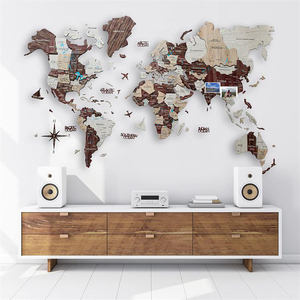 Vente en gros d'usine pour la décoration de la maison, carte du monde en bois 3D, décoration murale en bois - Product Image 6