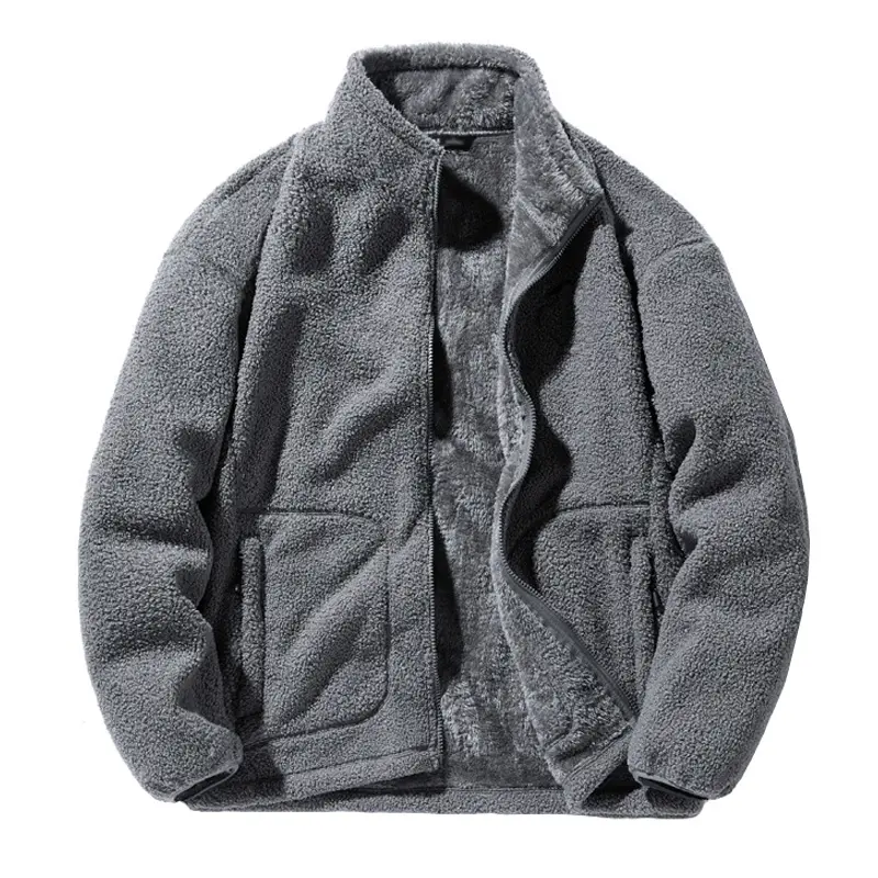 High Quality Custom Design Embroidered men women winter warm Zip Up blank Sherpa Fleece Jacket