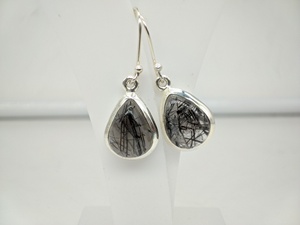 Pendientes Bohemios de Rutilo Negro, Piedra Preciosa Natural, Plata de Ley 925, Joyería Hecha a Mano, Pendientes de Estilo Étnico Tribal Vintage para Mujer - Product Image 4