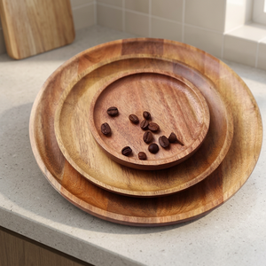 Assiettes rondes en bois écologiques personnalisées avec logo, plusieurs tailles, peintes à la main, pour hôtels, cafés, cadeaux promotionnels - Product Image 3